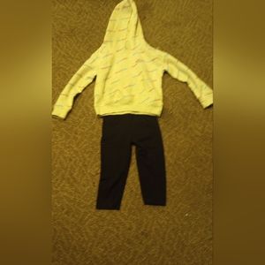 Size five girls outfit with black pants and a gray Reebok hoodie